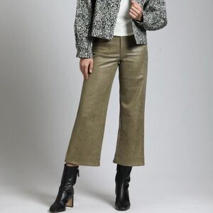 Olive Wide Leg Vegan Pants by Apny